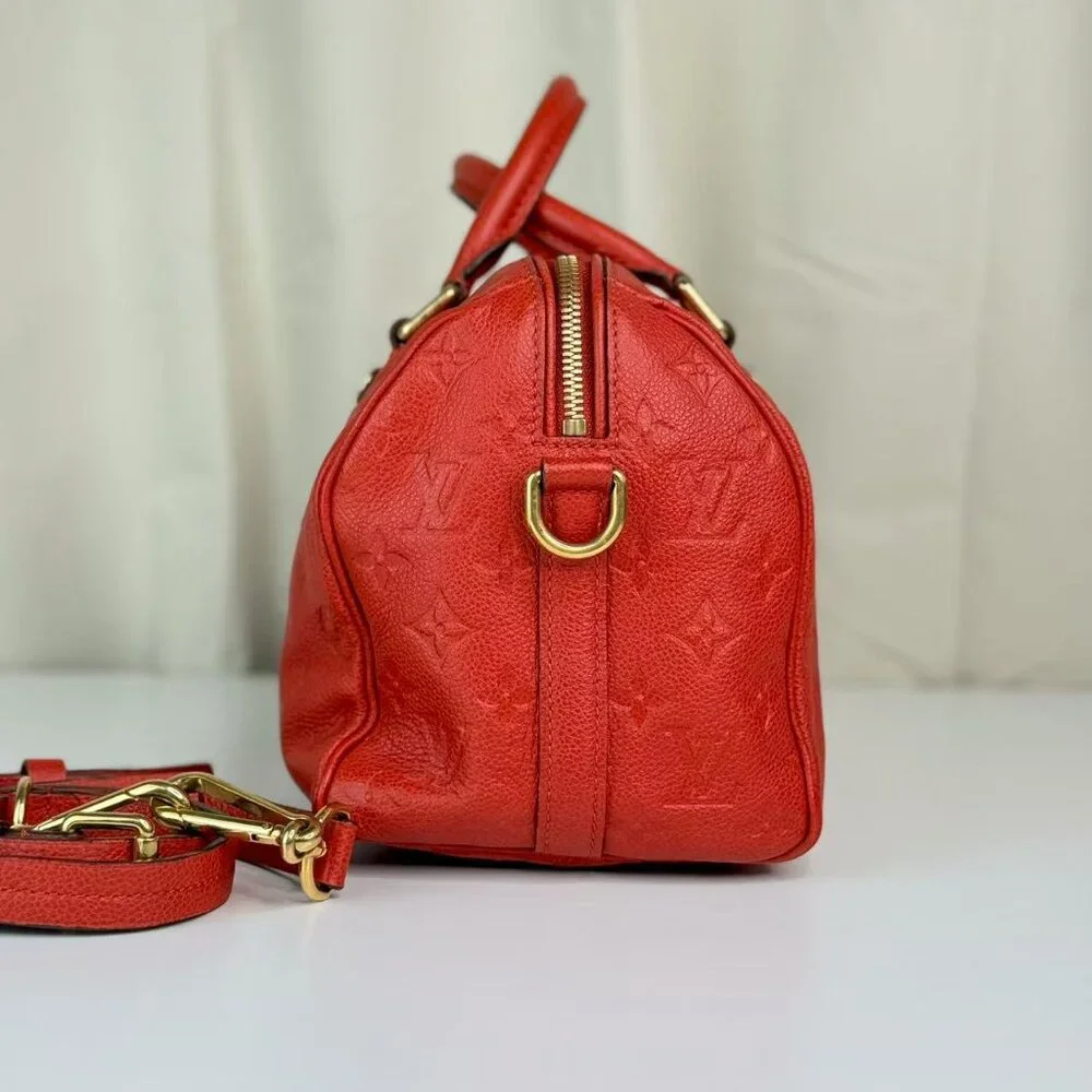 Louis Vuitton Orange Leather Empreinte Speedy 25 Crossbody Bag with Gold Hardwar